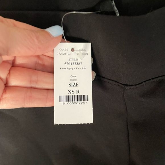 White House, Black market black leggings with faux leather stripe on side XS - Picture 4 of 5